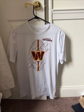 Nike White Washington Commanders Graphic Tee with Burgundy and Gold Logo